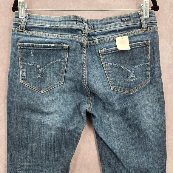 Vigoss Blue Skinny Distress Tapered Cotton Denim Jeans 9 - Picture 5 of 8
